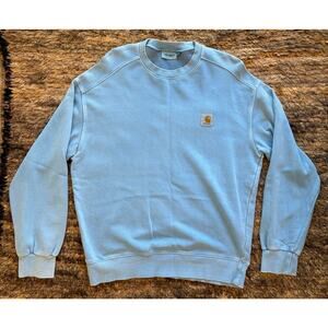 Men’s Carhartt WIP Crew Sweatshirt light blue sun washed large French Terry